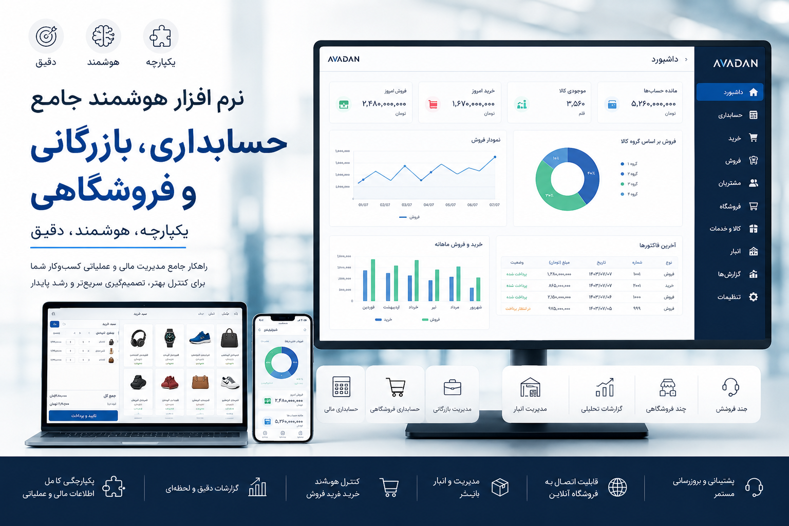 برنامه حسابداری  جامع بازرگانی و فروشگاهی مجهز به هوش مصنوعی